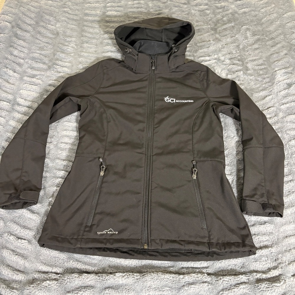 Eddie Bauer Womens Black Softshell Hooded Jacket EB537 GCI Accounting Size M